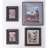 F.D. Forbes circa 1991, a group of three oil paintings largest 20cm x 17cm together with another