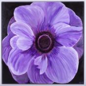 Amanda Lyon-Smith (Devon-based mixed media artist), 'The Purple Anemone' acrylic on canvas, 60cm x