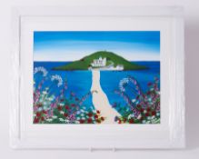 Elisa Trueman, 'Burgh Island', acrylic on board, signed, 29cm x 40cm, framed and glazed. Consigned