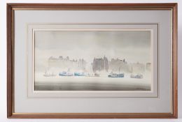 Sybil Mullen Glover (1908-1995) RWA,RSMA, watercolour 'Morning At The Barbican' signed, 28cm x 54cm,