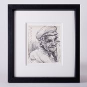 Robert Lenkiewicz, original signed sketch, 'Old Labourer'/Camden Town, signed, titled and dated to