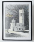 Mike Hanny (Plymouth artist) 'Guild Hall' signed pencil sketch, 70cm x 50cm, framed and glazed. Mike