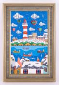 Brian Pollard, 'Plymouth Sound In Snow', signed oil on board, 50cm x 29cm, framed. Brian is a member