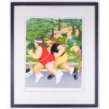 Beryl Cook (1926-2008) 'Women Running' signed limited edition print 206/275, 73cm x 59cm, framed and