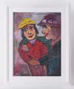 Fred Yates (1922-2008) oil (impasto) on canvas, 'A Couple', signed, 59cm x 44cm, framed. It is