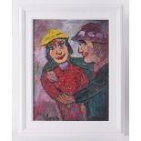 Fred Yates (1922-2008) oil (impasto) on canvas, 'A Couple', signed, 59cm x 44cm, framed. It is