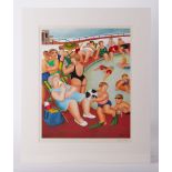 Beryl Cook (1926-2008) 'Bathing Pool' signed print, stamped DKA, 48cm x 38cm, mounted, unframed.