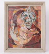 Bob Crossley (1912-2010) St Ives School, abstract oil on board titled on reverse 'Clown