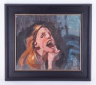 Robert Lenkiewicz (1941-2002) 'Women with Cerebral Palsy' oil on board, signed upper left, 40cm x