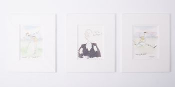 Tim Bulmer, a collection of three small signed prints 'Tearing Up The Field, Trust Me Im A Lawyer, A