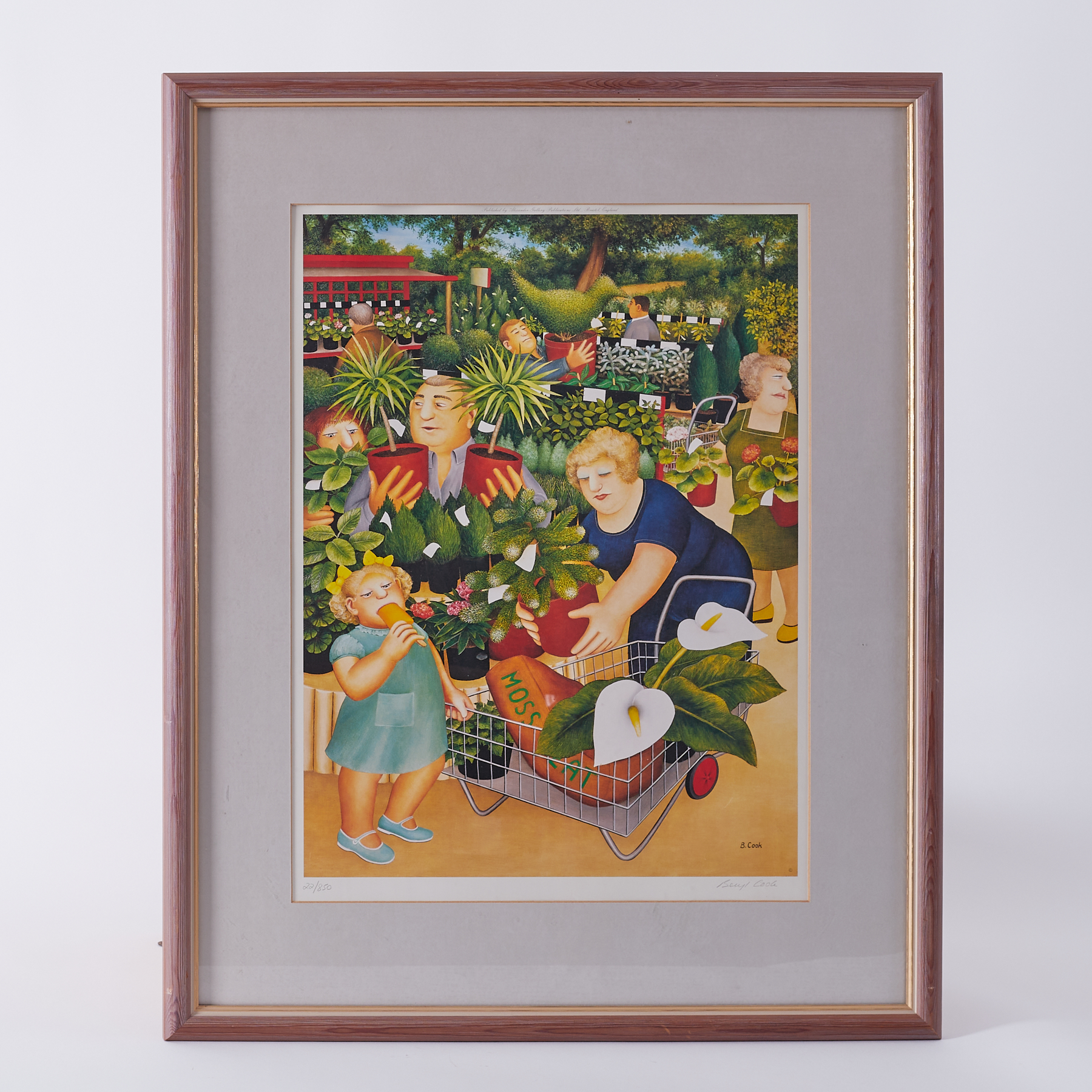 Beryl Cook (1926-2008) 'Garden Centre' signed limited edition print 22/850, 51cm x 38cm, framed