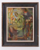 Bob Crossley (1912-2010) St. Ives, portrait oil, indistinctly inscribed 'Engraver' dated 1948,