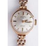 Rotary, a ladies 9ct yellow gold wristwatch, 27 jewel, with brick style bracelet, approx. 15.30gm.