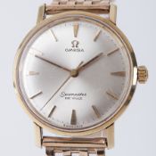 Omega, a gents gold capped and steel De-ville manual wind wristwatch, silver baton dial,