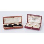 A boxed set of two 9ct yellow gold & pearl dress studs, 2.27gm and one other boxed set