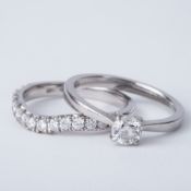A platinum solitaire ring set with a 0.47 carat round brilliant cut diamond, colour F & SI2