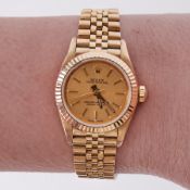 Rolex, a ladies 18ct yellow gold Oyster Perpetual chronometer wristwatch, on Jubilee