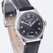 IWC, a gent's IWC Military wristwatch, manual wind, diameter 30mm, black face, black leather
