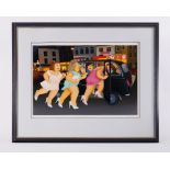 Beryl Cook (1926-2008) 'Girls In Taxi' signed limited edition print 7/60 AP, 40cm x 60cm,