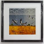 Kateryna Kyrylchuk, Ukraine, Ternopil. Giclee print titled 'Storks in a Field'. 25cm x 25cm