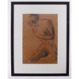 Jill Watkins, 'Nude' Pastel, signed JW, 70cm x 48cm, framed and glazed.