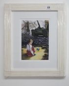 Mila Strugatsky, from Pheonix, Arizona, Giclee print titled 'Girl Sitting in Front of Tank'. Mila