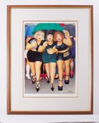 Beryl Cook 'Clubbing in the Rain' signed edition print, 359/650, Published by Alexander Gallery,