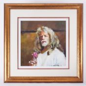 Robert Lenkiewicz (1941-2002) 'Self Portrait holding Rose- 1998', signed limited edition print 116/