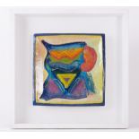 John Pollex, Ceramic wall plate in a square form ‘Expectations’, 28cm x 28cm, framed and glazed,
