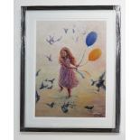 Valentina Baranyuk, Ukrainian artist from Khmelnytskyy. Giclee print titled 'Girl with Balloons,