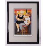 Beryl Cook 'Two on a Stool' signed edition print, 176/850, Published by Alexander Gallery,