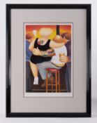 Beryl Cook 'Two on a Stool' signed edition print, 176/850, Published by Alexander Gallery,