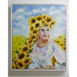 Diana Masynzova, Ukraine - Kyiv and Warsaw. Original titled 'Girl with Sunflowers in her hair '.