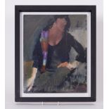 Robert Lenkiewicz (1941-2002) oil on board 'Ester Galloway with a Silk - lined Chinese Jacket', 37cm