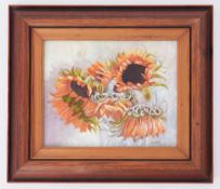 David Gray, oil on canvas 'Sunflowers', signed, 19cm x 24cm, framed.