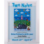 Brian Pollard and Arth Lawr, ' Two Naïve' poster of Plymouth Hoe with a cat, a joint exhibition in