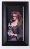 Robert Lenkiewicz (1941-2002) 'Lisa Stokes with Candle' signed twice, titled on the reverse, also