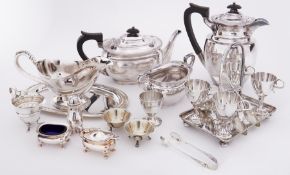 A collection of silver plated ware also a silver hallmarked egg cups and cream jug (14).