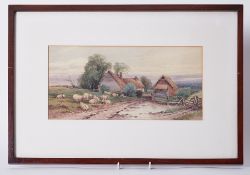 Tom Rowden (1842-1926) a signed watercolour 'Farm Scene' dated 89?, 17cm x 36cm, framed and glazed.