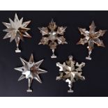 Swarovski Crystal Glass, five boxed Christmas hanging ornaments 'Gold', 2009, 2010, 2011, 2012,