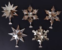 Swarovski Crystal Glass, five boxed Christmas hanging ornaments 'Gold', 2009, 2010, 2011, 2012,