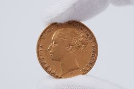 Victoria, an 1874 gold full sovereign.