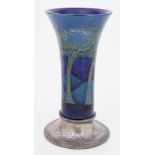 A William Moorcroft Moonlit Blue vase on a Tudric base, height 30cm.