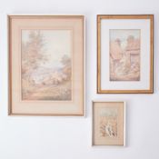 A collection of three watercolours by F J Snell (1862-1935) all signed and framed and glazed,