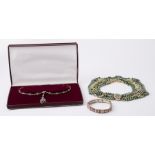 A mixed lot including an ornate silver & marcasite necklace, 16.83gm, a micro-mosaic bracelet (as