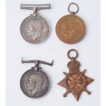 Three Great War medals awarded to PLY.16026 PTE.C.Jeffery. R.M.L.I, another awarded to PLY.15127 PTE