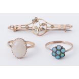 A mixed lot to include a 9ct yellow gold ring set with an oval cabochon cut white opal, 2.47gm, a