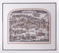 Graham Clarke (b 1941), 'It’s a Doges Life On The Canal' a map of Venice, signed limited edition