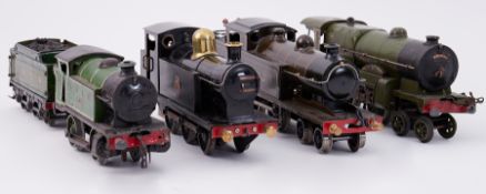 Four Hornby O gauge locomotives, including Flying Scotsman and LNER with tender and tank engine (