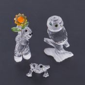 Swarovski Crystal Glass, 'Baby Frog', Kris Bear 'Especially For You' and 'Owl on Branch', all